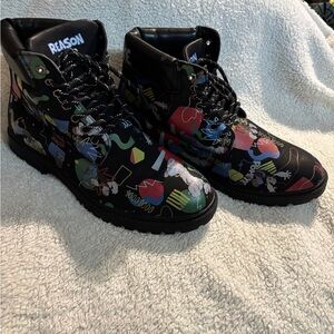 Reason Black Multi-Color Popeye  Boots. Mens size 10.5 New